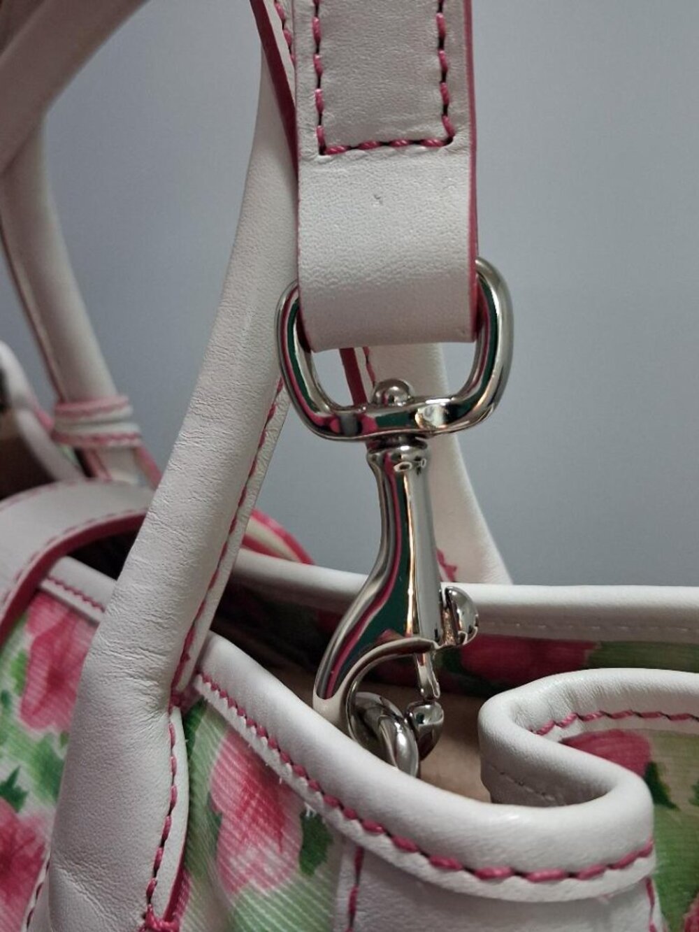 Vintage Dooney & Bourke Pink Petunia Floral Spring Satchel - Picture 8 of 12